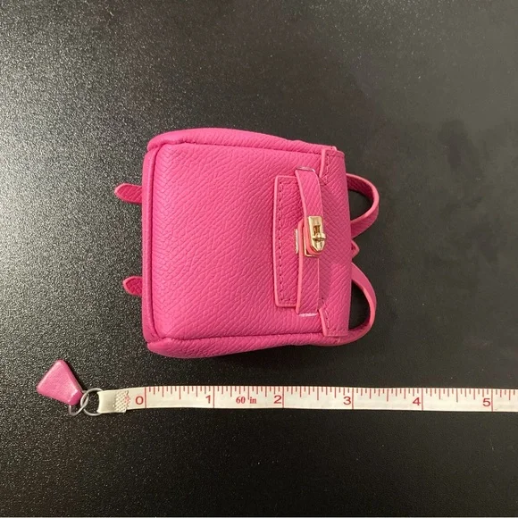 Mini Hot Pink with Gold Hardware Turnlock Backpack Bag Charm Keychain Two Strap - Picture 5 of 6